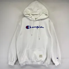 古着 チャンピオン Champion パーカー プルオーバー 刺繍ロゴ スウェット フーディ XL  ホワイト系 メンズ