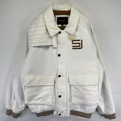 古着 ショーンジョン Sean John ジャケット 中綿 ブルゾン ワンポイント刺繍ロゴ ヒップホップ L  ホワイト系 メンズのサムネイル