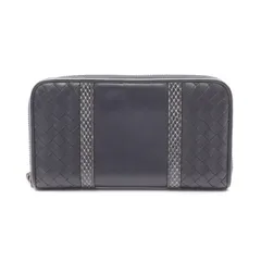 ボッテガヴェネタ BOTTEGA VENETA ラウンド長財布 イントレチャート ブラック レザー エキゾチックレザー ラウンド長財布 メンズ Used C