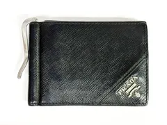 プラダ PRADA レザー マネー クリップ 小銭入れ 財布 サフィアーノ ブラック 黒 【ブランド古着ベクトル】【中古】☆AA★▲260411
