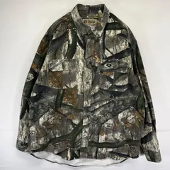 古着 ラッセル Russell 長袖シャツ ボタンダウン リアルツリー柄 大きいサイズ XL  グリーン系 総柄 メンズのサムネイル