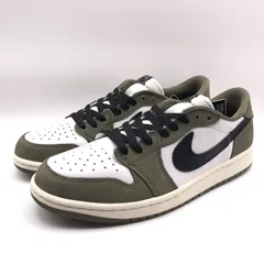 【中古】NIKE AIR JORDAN 1 RETRO LOW OG オリーブ/ブラック/ホワイト 28cm HQ6998-200 ナイキ エアジョーダン1 レトロ ロー OG[17]