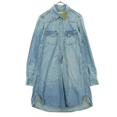 REMI RELIEF レミレリーフ 日本製 長袖 デニム 膝丈ワンピース XS ブルー スタッズ レディース 古着