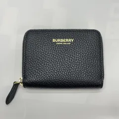 【中古】BURBERRY レザー コインケース 黒 ラウンドジップ バーバリー[91][240091407334]