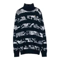 サイズ：4 PEARLY GATES パーリーゲイツ  タートルネック ニットセーター カモフラ×ボーダー柄 ブラック系 [240101577547] ゴルフウェア メンズ ストスト
