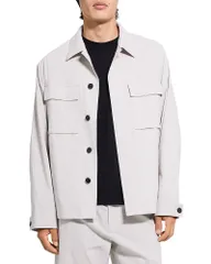 セオリー メンズ アウター ジャケット・ブルゾン リネン Theory Mod Field Jacket In Crunch Linen Blend Silver Cloud シルバーのサムネイル