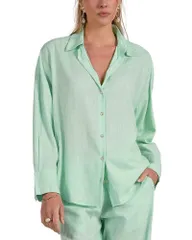 エラン レディース トップス シャツ ボタンダウン Elan Collared Button Down Shirt Swim CoverUp Mint ミントのサムネイル