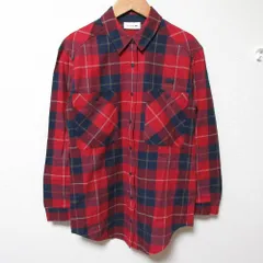 美品 LACOSTE ラコステ チェック柄 ロングスリーブ 長袖 シャツ ブラウス 36 レッド×ネイビー レディース 古着 中古 USED