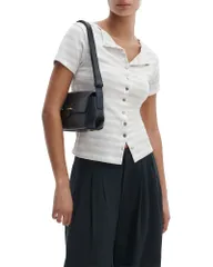 ラグアンドボーン レディース トップス Tシャツ ニット rag bone The Knit Stripe Button Tee Chalk Multi チョークのサムネイル