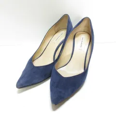 良品 FABIO RUSCONI ファビオルスコーニ スエード ポインテッドトゥ パンプス 36.5 23.5cm ネイビー レディース 古着 中古 USED