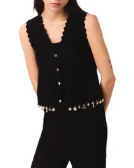 マージュ レディース アウター カーディガン ニット Maje Gold Tonembellished Knit Cardigan Black ブラックのサムネイル
