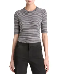 ヴィンス レディース トップス Tシャツ クルーネック Vince Striped Elbow Sleeve Crewneck Tee Oceana Combo ストライプのサムネイル