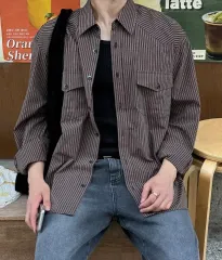 ストライプ ウェスタン シャツ DARK BROWN (ベースモーメント)