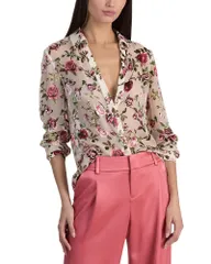 アリスアンドオリビア レディース トップス シャツ セミシアー ブラウス Alice and Olivia Eloisemi Sheer Blouse Garden Gossip Off Whiteのサムネイル