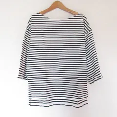 美品 Deuxieme Classe ドゥーズィエムクラス 五分 七分袖 ボーダーカットソー ブラック レディース 古着 中古 USED