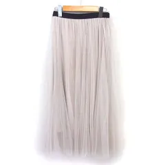 フレア チュール スカート ロング ウエストゴム 薄手 M ライトベージュ 薄茶 /TT N