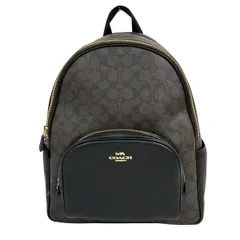 COACH(コーチ) リュックサック ラージ コート バックパック・シグネチャー キャンバス 6495 ダークブラウン×黒 レザー