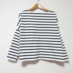 良品 Traditional Weatherwear トラディショナルウェザーウェア ビッグマリンボートネックシャツ カットソー S ブラック×ホワイト レディース 古着 中古 USED