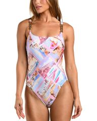 라잔스 여성 수영복 상하 세트 프린트 LAGENCE Remi Postcard Print Basic Lingerie One Piece Swimsuit Multi 멀티 컬러