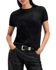 オールセインツ レディース トップス Tシャツ ALLSAINTS Rebel Cashmere Tee Black ブラックのサムネイル