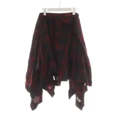 ヴィヴィアンウエストウッドレッドレーベル Vivienne Westwood RED LABEL フレアスカート ひざ丈 チェック柄 変形 3 紫 パープル 赤 レッド 42001M /AN72 ■ECD003
