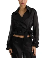 アリスアンドオリビア レディース アウター ジャケット・ブルゾン シアー Alice and Olivia Keith Sheer Mixed Media Jacket Black ブラックのサムネイル