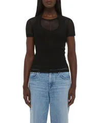 ヘルムート ラング レディース トップス Tシャツ メッシュ Helmut Lang Fine Mesh Layered Tee Black ブラックのサムネイル