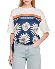 サンドロ レディース トップス Tシャツ プリント Sandro Scarf Printee Deep Blue ブルーのサムネイル