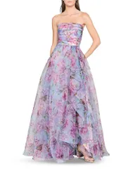 セイア レディース トップス ワンピーストラップレス Theia Fahreta Strapless Gown Glass Garden