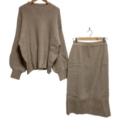 良品 Apuweiser-riche アプワイザーリッシェ リブニット トップス スカート セットアップ サイズ1 ベージュ レディース 古着 中古 USED