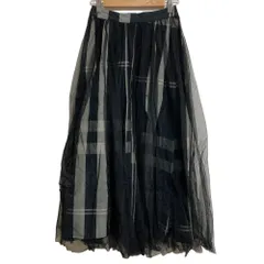 美品 Lallia Mu ラリアムー チェック チュール ロングスカート サイズ38 ブラック レディース 古着 中古 USED