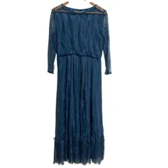 美品 LA MAISON Urban Research ラメゾン アーバンリサーチ 総レースドレス ロング ワンピース サイズF ブルー レディース 古着 中古 USED