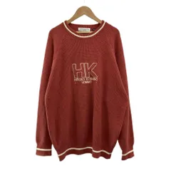 ヒロココシノ HIROKO KOSHINO オム HOMME ニット セーター M 赤 レッド 長袖 ロゴ刺繍 ライン入り /PP ■ECC003のサムネイル