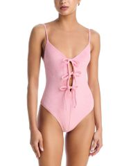 리사마리 페만데스 여성 수영복 상하 세트 Lisa Marie Fernandez Three Tie Maillot One Piece Swimsuit Pink Terry Clot