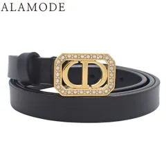 Christian Dior(クリスチャン・ディオール) CDロゴ ベルト ベルト アパレル ファッション小物 服飾小物 ラインストーン 70 レザー ゴールド金 ブラック黒 レディース 40802187964【中古】【アラモード】