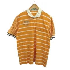 クロコダイル CROCODILE ポロシャツ LL オレンジ ストライプ柄 ポロ襟 半袖 /MD ■ECB003