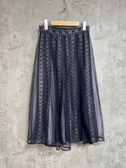 STRAWBERRY-FIELDS ストロベリーフィールズ 総レース シアー フレア スカート 紺 ■◇ レディース