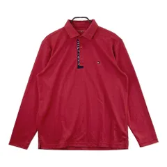 サイズ：LL TOMMY HILFIGER GOLF トミー ヒルフィガーゴルフ  長袖ポロシャツ 総柄 レッド系 [240101663493] ゴルフウェア メンズ ストスト