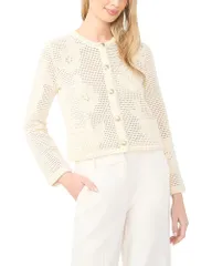 テッドベーカー レディース アウター カーディガン フラワー柄 フラワー Ted Baker Dana Floral Pointelle Cardigan Light Fawnのサムネイル