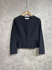 NATURAL BEAUTY BASIC ナチュラルビューティーベーシック ツイード ラメ オケージョン ノーカラー ジャケット sizeL/濃紺 ■◇ レディース