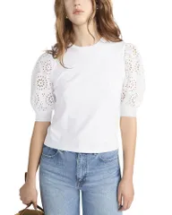 フレーム レディース トップス Tシャツ FRAME The Solsticeyelet Sleeve Tee White ホワイトのサムネイル