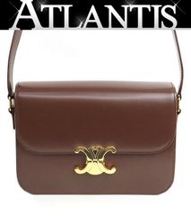【広尾店】未使用 セリーヌ CELINE クラシックトリオンフ ショルダーバッグ カーフスキン チェスナッツ G金具 【18965】 広尾店】未使用 セリーヌ CELINE クラシックトリオンフ ショルダー