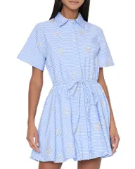 ミリー レディース トップス ワンピース ミニ MILLY Willa Beaded Mini Dress Bluewhite ホワイトのサムネイル