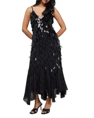 ウエアハウス レディース トップス ワンピース ミディ Warehouse Premium Teardrop Embellished Midi Dress Black ブラックのサムネイル
