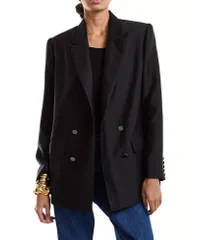 シンシアローレイ レディース アウター ジャケット・ブルゾン ウール シルク ブレザー Cynthia Rowley Silk Wool Double Breasted Blazer Black ブラのサムネイル