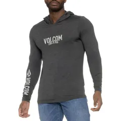 ボルコム メンズ アウター パーカー・スウェット シャツ Volcom On Board Hooded Shirt UPF 50 Long Sleeve Asphalt Black ブラック