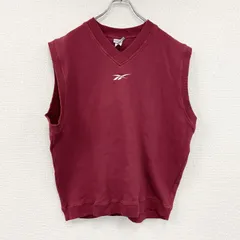 00s～　Reebok　リーボック　コットンニットベスト　ヴィンテージ　刺繍ロゴ　赤　レッド　XLサイズ　古着