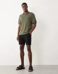 エイソス メンズ ボトムス ハーフパンツ・ショーツ ショートパンツ ASOS DESIGN skinny fit chino shorts in mid length Black ブラック