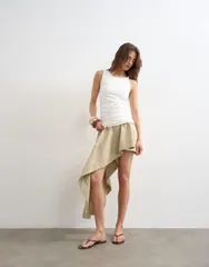 トップショップ レディース トップス タンクトップ ギャザー Topshop knot detail ruched sides tank top IVORY アイボリーのサムネイル