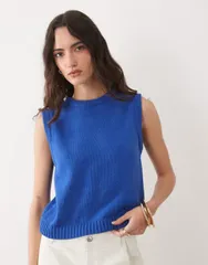 エイソス レディース トップス タンクトップ ニット ASOS DESIGN knitank top in cobalt blue ブルー